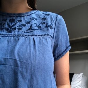 Chambray Dress with Embroidery Details